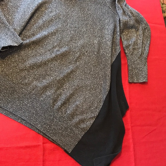 Asymmetrical long sweater - black & gray w/silver - Picture 3 of 4